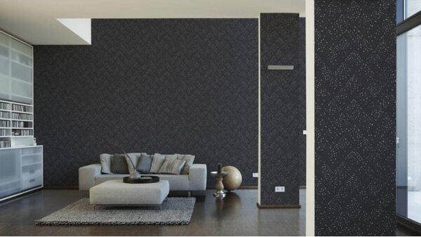 A.S. Création | Vliesová tapeta na stenu New Walls 37394-5 | 0,53 x 10,05 m | čierna, metalická, šedá