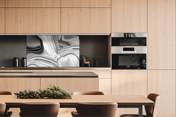 DIMEX | Dibond doska za kuchynskú linku | DBW-10060-101 Kvapalné chrómové striebro | 100 x 60 cm