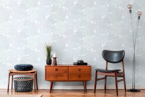 A.S. Création | Vliesová tapeta na stenu AP Floral Impression 37753-6 | 0,53 x 10,05 m | biela, šedá