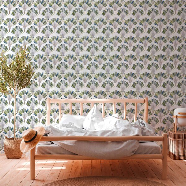 A.S. Création | Vliesová tapeta na stenu AP Jungle Chic 37708-1 | 0,53 x 10,05 m | zelená, modrá, biela, šedá