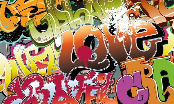 DIMEX | Dibond doska za kuchynskú linku | DBW-10060-020 Graffiti | 100 x 60 cm
