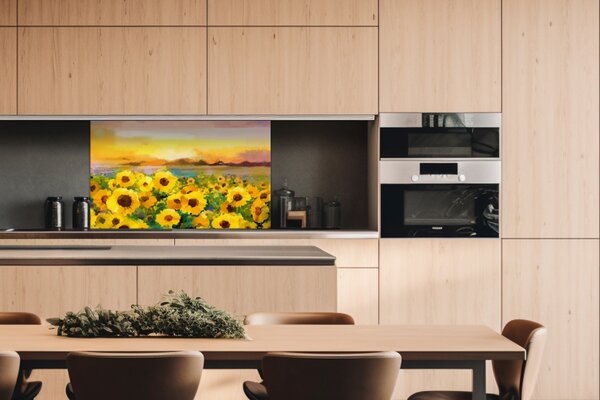 DIMEX | Dibond doska za kuchynskú linku | DBW-10060-214 Maľba slnečníc | 100 x 60 cm