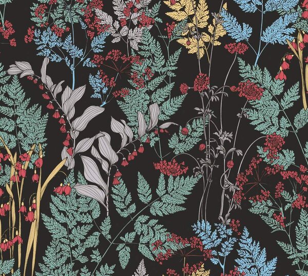 A.S. Création | Vliesová tapeta na stenu AP Floral Impression 37751-1 | 0,53 x 10,05 m | viacfarebná, čierna