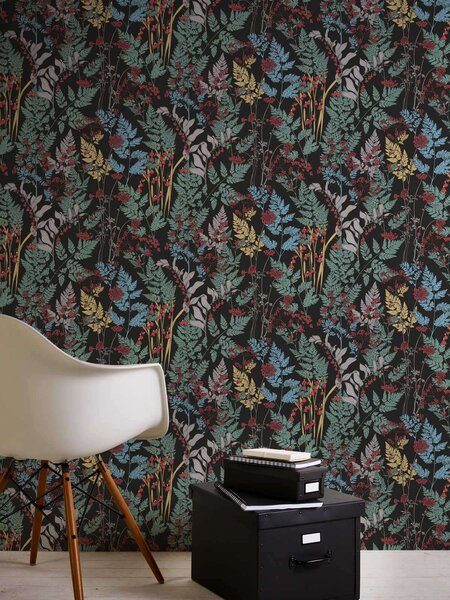 A.S. Création | Vliesová tapeta na stenu AP Floral Impression 37751-1 | 0,53 x 10,05 m | viacfarebná, čierna