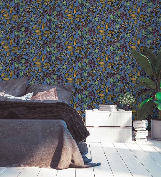 A.S. Création | Vliesová tapeta na stenu AP Floral Impression 37754-1 | 0,53 x 10,05 m | viacfarebná, modrá