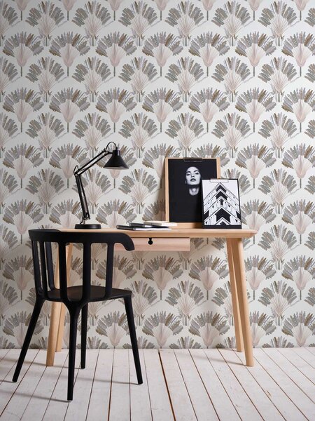 A.S. Création | Vliesová tapeta na stenu AP Jungle Chic 37708-2 | 0,53 x 10,05 m | biela, béžová, hnedá, šedá