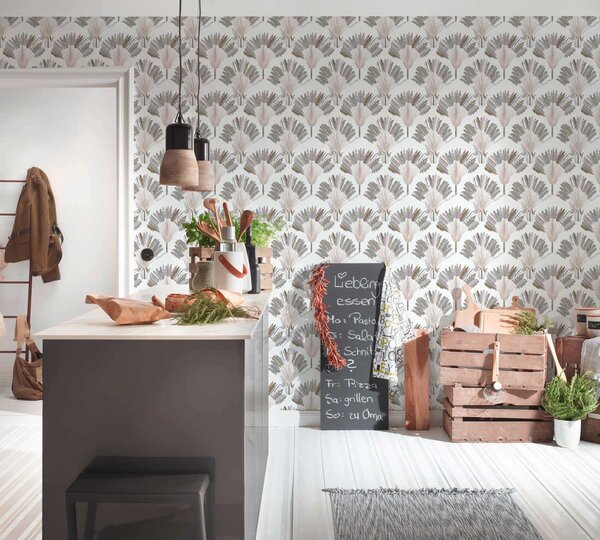 A.S. Création | Vliesová tapeta na stenu AP Jungle Chic 37708-2 | 0,53 x 10,05 m | biela, béžová, hnedá, šedá