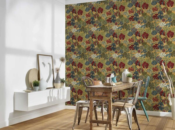 A.S. Création | Vliesová tapeta na stenu AP Floral Impression 37757-1 | 0,53 x 10,05 m | viacfarebná, žltá