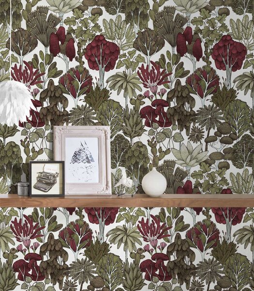 A.S. Création | Vliesová tapeta na stenu AP Floral Impression 37757-2 | 0,53 x 10,05 m | zelená, viacfarebná, biela