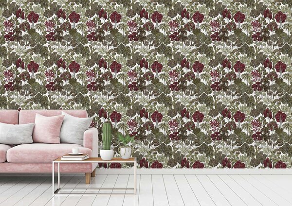 A.S. Création | Vliesová tapeta na stenu AP Floral Impression 37757-2 | 0,53 x 10,05 m | zelená, viacfarebná, biela