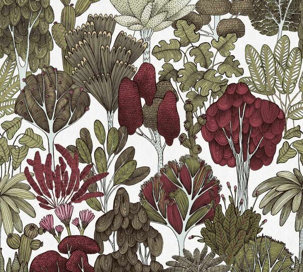 A.S. Création | Vliesová tapeta na stenu AP Floral Impression 37757-2 | 0,53 x 10,05 m | zelená, viacfarebná, biela