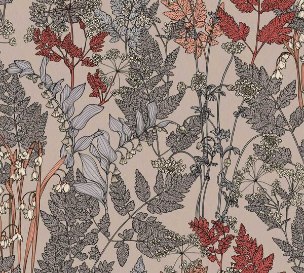 A.S. Création | Vliesová tapeta na stenu AP Floral Impression 37751-2 | 0,53 x 10,05 m | viacfarebná, hnedá, šedá