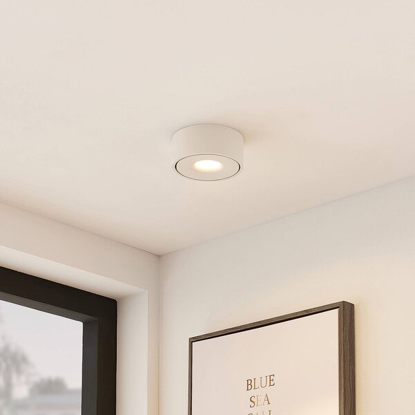 Stropné LED svetlo Arcchio Rotari, biele, kovové, Ø 12 cm, Biela / opálová, Chodba, Hliník, Moderný, Závesné svietidlo