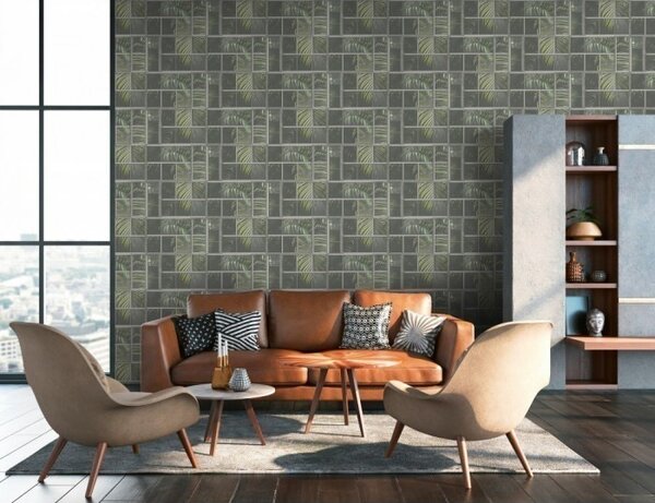 A.S. Création | Vliesová tapeta na stenu Industrial 37740-2 | 0,53 x 10,05 m | zelená, šedá