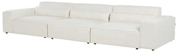 3-miestna modulárna pohovka biela buklé čalúnenie čierne nohy minimalistický moderný štýl obývacia izba
