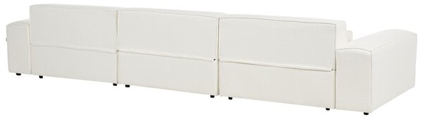 3-miestna modulárna pohovka biela buklé čalúnenie čierne nohy minimalistický moderný štýl obývacia izba