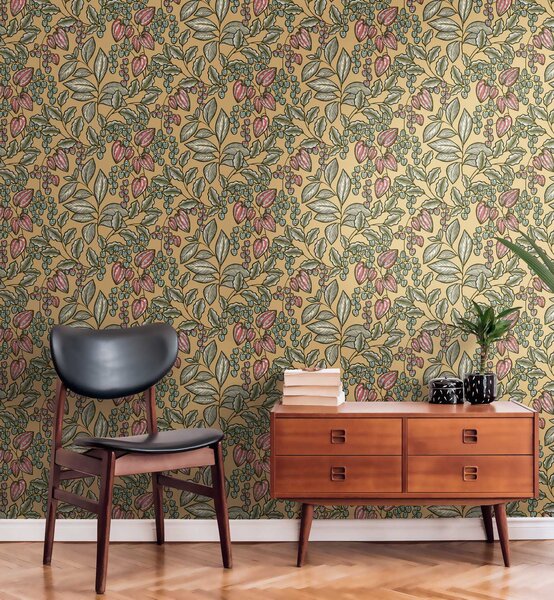 A.S. Création | Vliesová tapeta na stenu AP Floral Impression 37754-4 | 0,53 x 10,05 m | viacfarebná, čierna, žltá