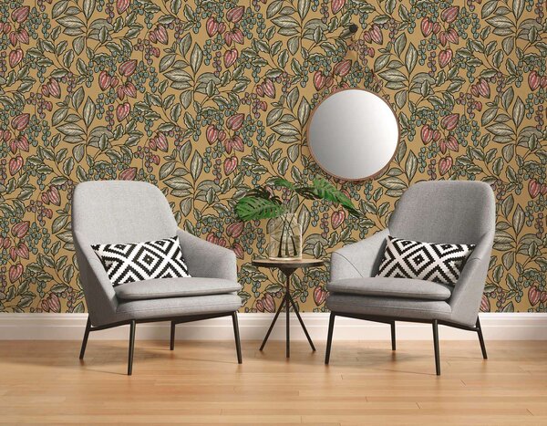 A.S. Création | Vliesová tapeta na stenu AP Floral Impression 37754-4 | 0,53 x 10,05 m | viacfarebná, čierna, žltá