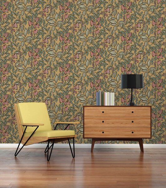 A.S. Création | Vliesová tapeta na stenu AP Floral Impression 37754-4 | 0,53 x 10,05 m | viacfarebná, čierna, žltá