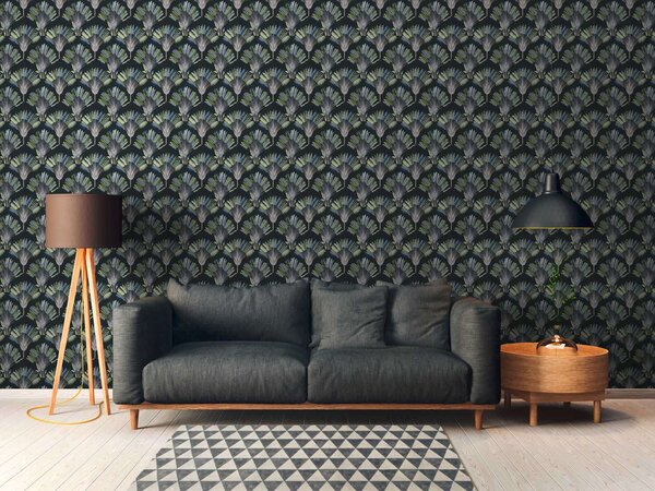 A.S. Création | Vliesová tapeta na stenu AP Jungle Chic 37708-5 | 0,53 x 10,05 m | zelená, modrá, čierna