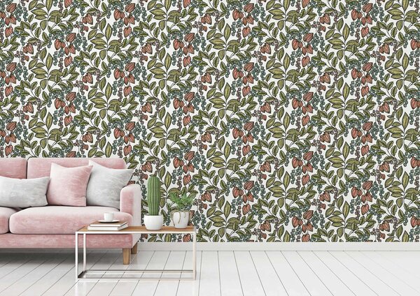 A.S. Création | Vliesová tapeta na stenu AP Floral Impression 37754-5 | 0,53 x 10,05 m | zelená, viacfarebná, biela, čierna