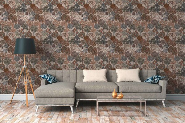 A.S. Création | Vliesová tapeta na stenu AP Floral Impression 37757-5 | 0,53 x 10,05 m | béžová, oranžová, šedá