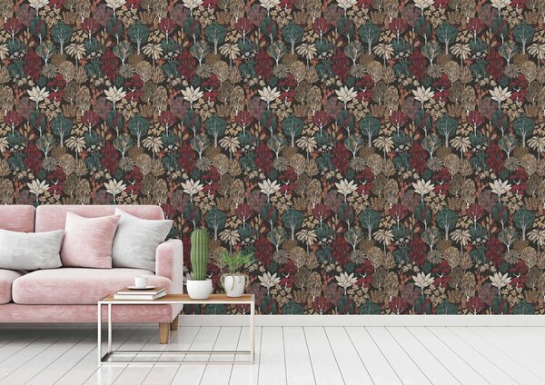 A.S. Création | Vliesová tapeta na stenu AP Floral Impression 37757-6 | 0,53 x 10,05 m | viacfarebná, čierna