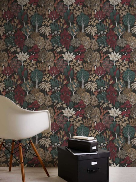 A.S. Création | Vliesová tapeta na stenu AP Floral Impression 37757-6 | 0,53 x 10,05 m | viacfarebná, čierna