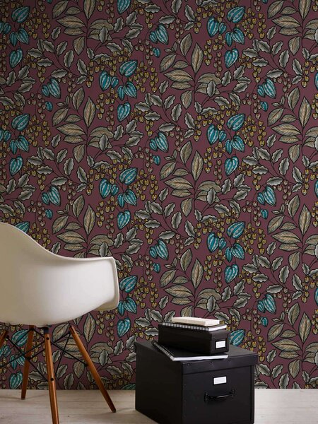 A.S. Création | Vliesová tapeta na stenu AP Floral Impression 37754-6 | 0,53 x 10,05 m | viacfarebná, červená, čierna