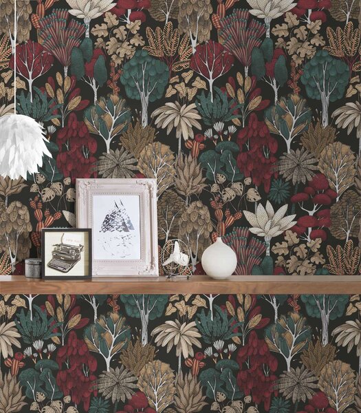 A.S. Création | Vliesová tapeta na stenu AP Floral Impression 37757-6 | 0,53 x 10,05 m | viacfarebná, čierna
