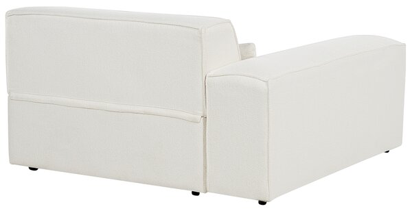Leňoška biela buklé čalúnenie pravostranná nohy zo syntetického materiálu minimalistický moderný štýl obývacia izba
