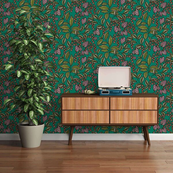 A.S. Création | Vliesová tapeta na stenu AP Floral Impression 37754-7 | 0,53 x 10,05 m | zelená, červená, fialová, čierna