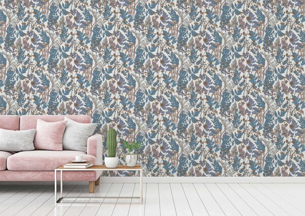 A.S. Création | Vliesová tapeta na stenu AP Floral Impression 37751-7 | 0,53 x 10,05 m | viacfarebná, modrá, biela