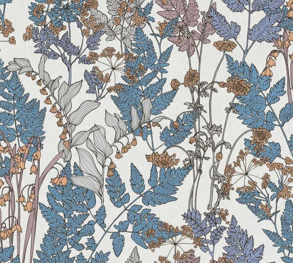 A.S. Création | Vliesová tapeta na stenu AP Floral Impression 37751-7 | 0,53 x 10,05 m | viacfarebná, modrá, biela
