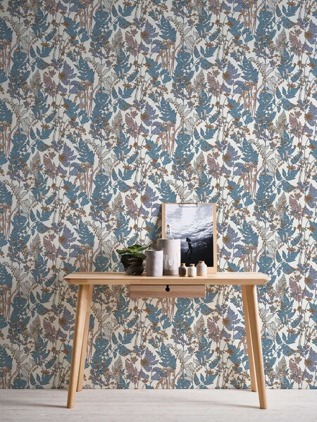 A.S. Création | Vliesová tapeta na stenu AP Floral Impression 37751-7 | 0,53 x 10,05 m | viacfarebná, modrá, biela