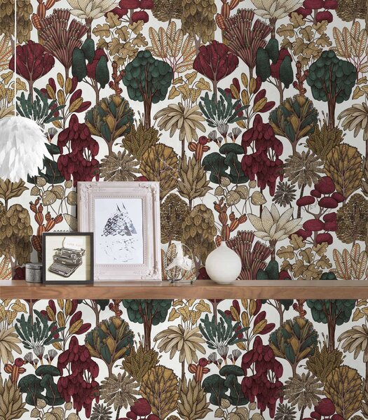 A.S. Création | Vliesová tapeta na stenu AP Floral Impression 37757-7 | 0,53 x 10,05 m | viacfarebná, červená, biela, čierna