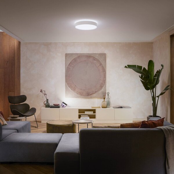 Stropné svietidlo Philips Hue Enrave LED 42,5 cm biele, Biela / opálová, Obývacia izba / jedáleň, kov, Moderný, Závesné svietidlo
