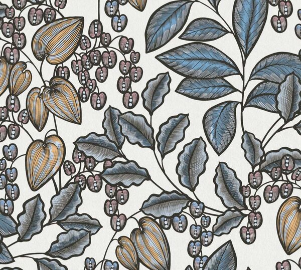 A.S. Création | Vliesová tapeta na stenu AP Floral Impression 37754-8 | 0,53 x 10,05 m | viacfarebná, biela, čierna