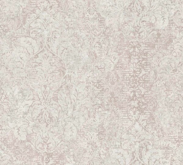 A.S. Création | Vliesová tapeta na stenu Mata Hari 38093-3 | 0,53 x 10,05 m | biela, metalická, ružová