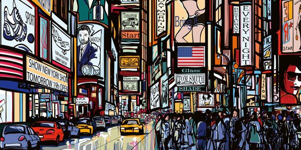DIMEX | Dibond doska za kuchynskú linku | DBW-08040-040 Times Square| 80 x 40 cm