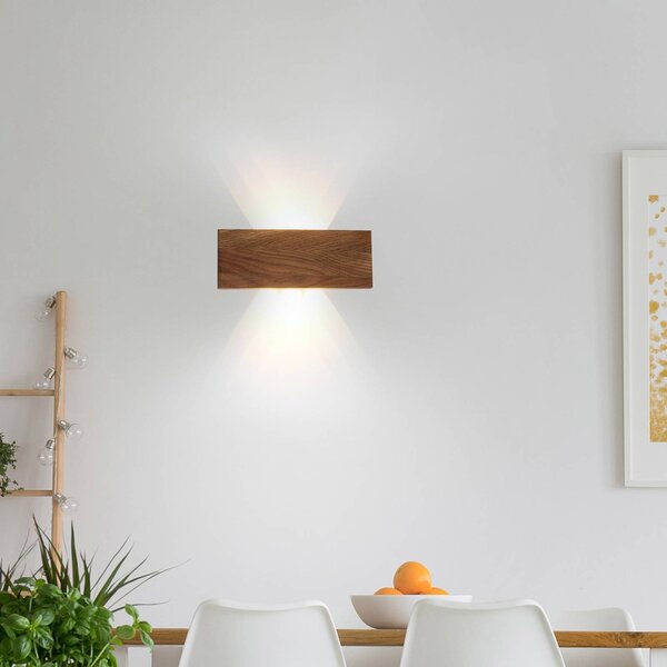 Paul Neuhaus Palma LED nástenné svietidlo drevo 32 cm, Tmavé drevo, Obývacia izba / jedáleň, Drevo, Moderný, Nástenné svietidlo