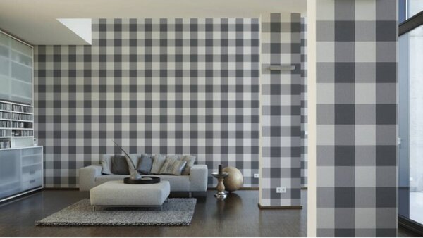 A.S. Création | Vliesová tapeta na stenu Black and White 2063-67V | 0,53 x 10,05 m | biela, šedá