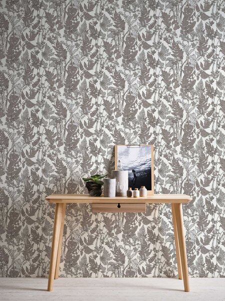 A.S. Création | Vliesová tapeta na stenu AP Floral Impression 37752-1 | 0,53 x 10,05 m | biela, hnedá, šedá