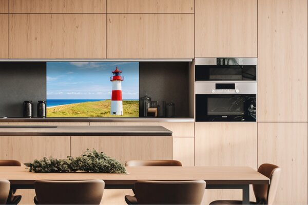DIMEX | Dibond doska za kuchynskú linku | DBW-10060-119 Maják na pláži | 100 x 60 cm