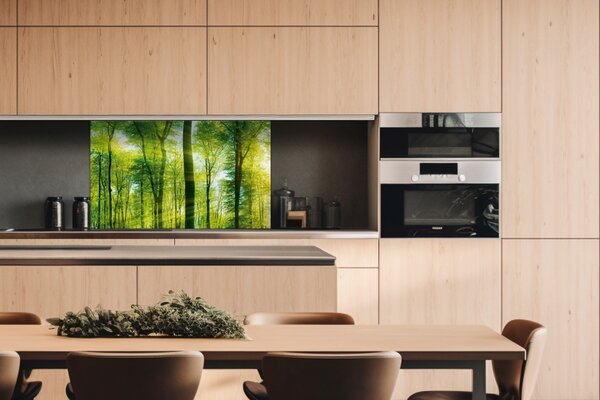 DIMEX | Dibond doska za kuchynskú linku | DBW-10060-189 Svieži zelený les | 100 x 60 cm
