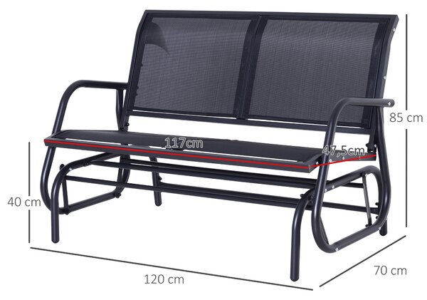 OUTSUNNY Dvojmiestna záhradná hojdacia lavica 120 x 70 x 88 cm čierna