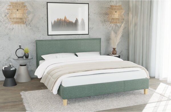 Zelená čalúnená dvojlôžková posteľ s roštom 160x200 cm Tina – Ropez