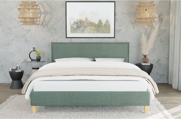 Zelená čalúnená dvojlôžková posteľ s roštom 160x200 cm Tina – Ropez