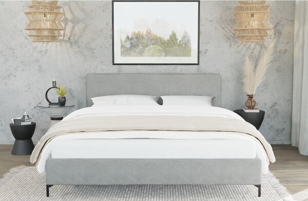 Svetlosivá čalúnená jednolôžková posteľ s roštom 90x200 cm Barker – Ropez