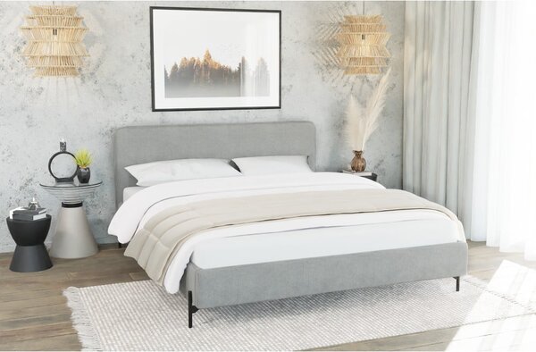 Svetlosivá čalúnená jednolôžková posteľ s roštom 90x200 cm Barker – Ropez
